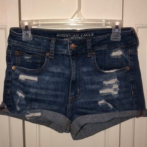 Medium wash jean shorts